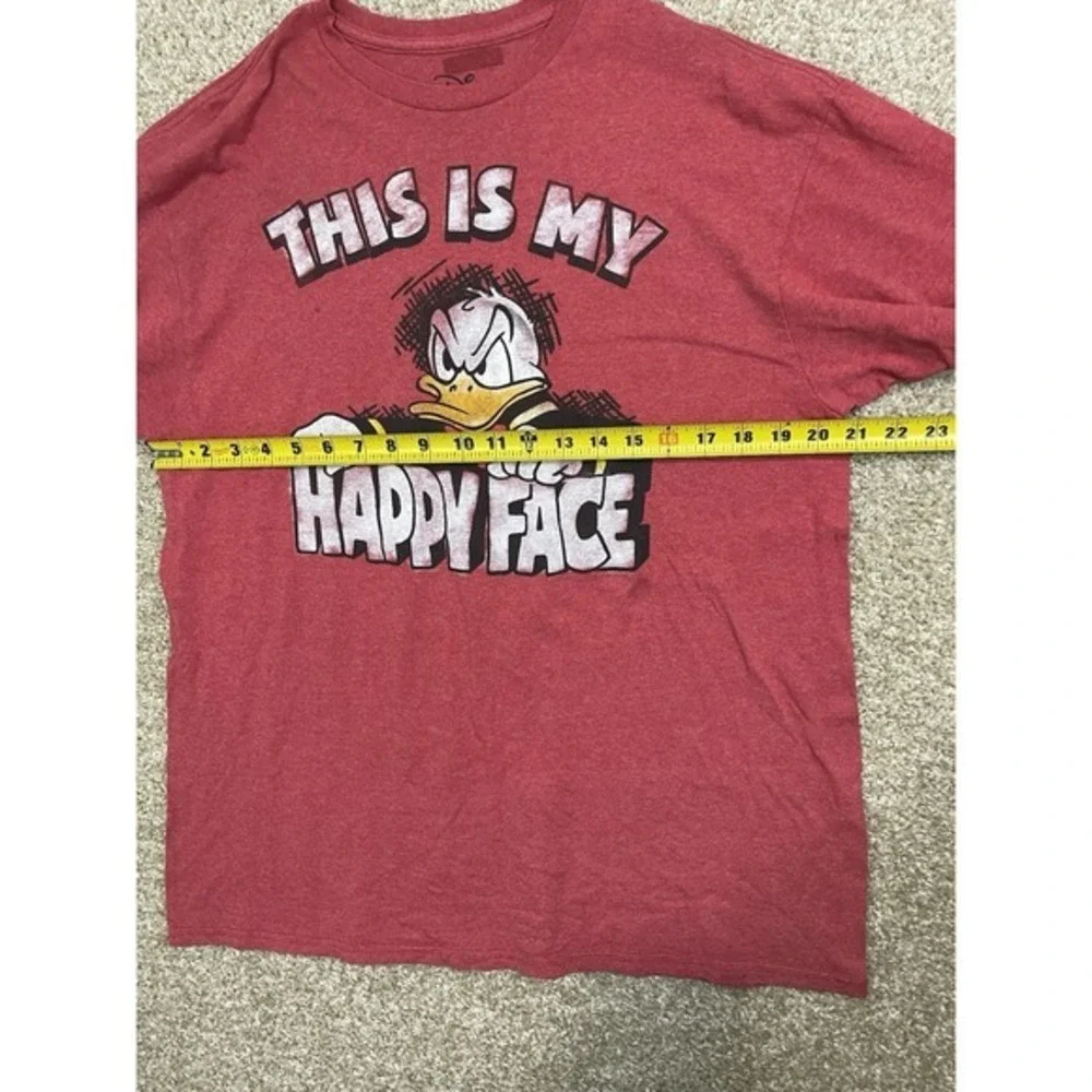 Disney Donald Duck This Is My Happy Face‎ Men's Red Heather T-Shirt Large